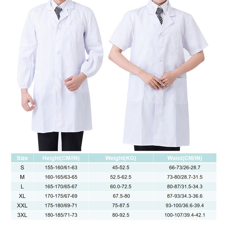 Laboratory Coat Unisex Short Sleeve Beauty Serving Notched Work Clothes