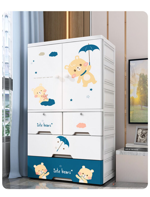 Drawer style baby storage cabinet, plastic baby wardrobe, children's clothing storage box, household snack storage cabinet