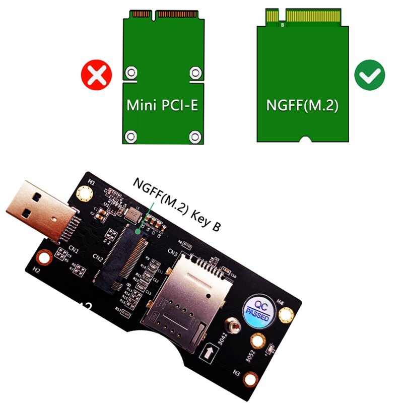 1ชุดโมดูล NGFF ไปยังซิม3.0 USB โมดูล3G/4G/5G ไปยัง3.0 USB พร้อมซิมช่องเสียบบัตรอะแดปเตอร์แบบพกพาโมดูล PCB NGFF