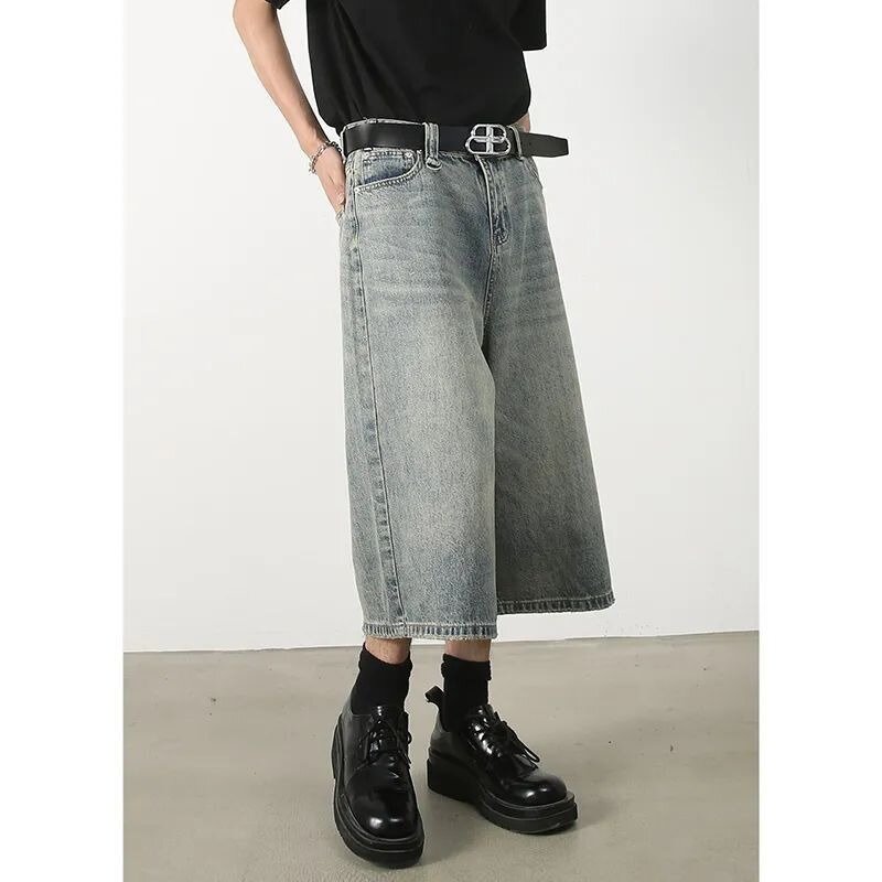 Deeptown Vintage Loose Jorts Jeans Y2k Streetwear Oversize Shorts Denim Pants Korean Fashion Baggy Grunge Trouser Summer Neutral