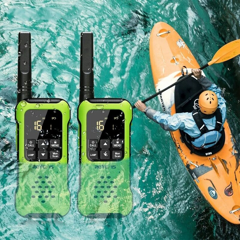 Walkie-talkie resistente al agua IP67, Radio bidireccional flotante, 2 piezas, batería AA recargable PMR 446 incluida, Kayak de pesca RT649P