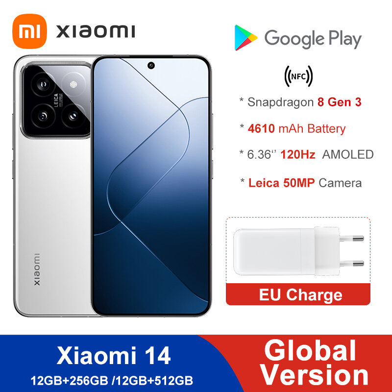 Xiaomi-Smartphone 14, version globale, 12 Go de RAM, Dean 256 Go 512 Go, Snapdragon 8, Isabel 3 Leica, appareil photo 50MP, 6.36 pouces AMOLED