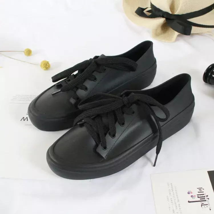 Women's Rubber Rain Boots Shoes Waterproof Flat 2024 Spring New Black/white Sneakers Women Ladies Casual Rainboots