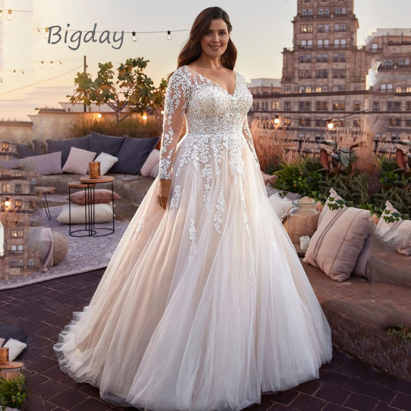 Женское свадебное платье со шлейфом It's yiiya, белое платье с длинным рукавом и V-образным вырезом на лето 2019