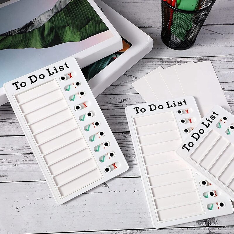 4 Pcs To Do List Memo Board bacheca rimovibile plastica RV Checklist scheda di pianificazione personale con 8 carte