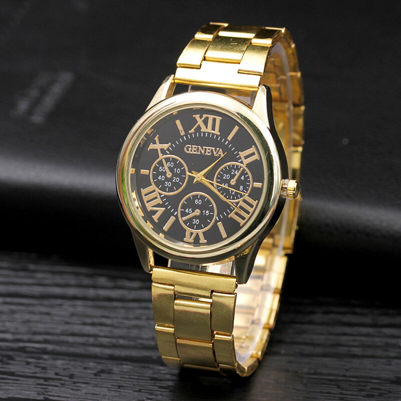 2021 nova marca 3 olhos ouro genebra casual relógio de quartzo feminino vestido aço inoxidável relógios relogio feminino senhoras venda quente