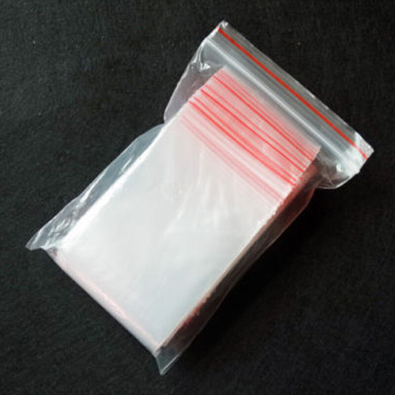 Cierre con cremallera para joyería, bolsa de plástico transparente de polietileno, resellable, grosor de 0,05mm, 0,06mm, 0,08mm