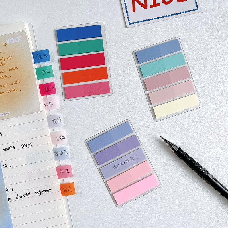 1 pz Slim Index Stickers Memory Notes Tag Book Spot Marker PET Color trasparente Sticky Note Pastel Sticker materiale scolastico
