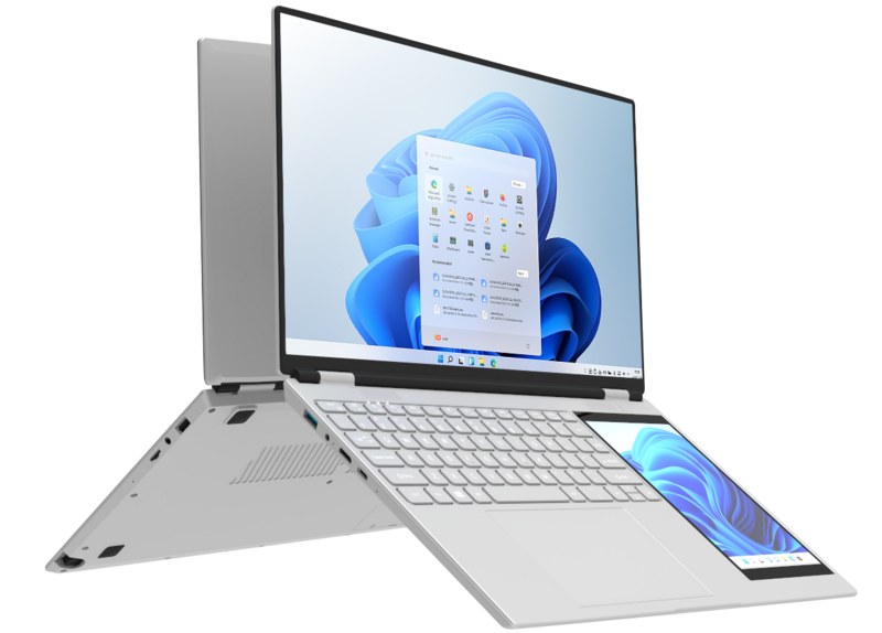crelander El cuaderno Intel N95 15.6 "2k + 7" con pantalla táctil de cuatro núcleos 16GB WiFi window 11 ordenador portátil de doble pantalla con PC portátil