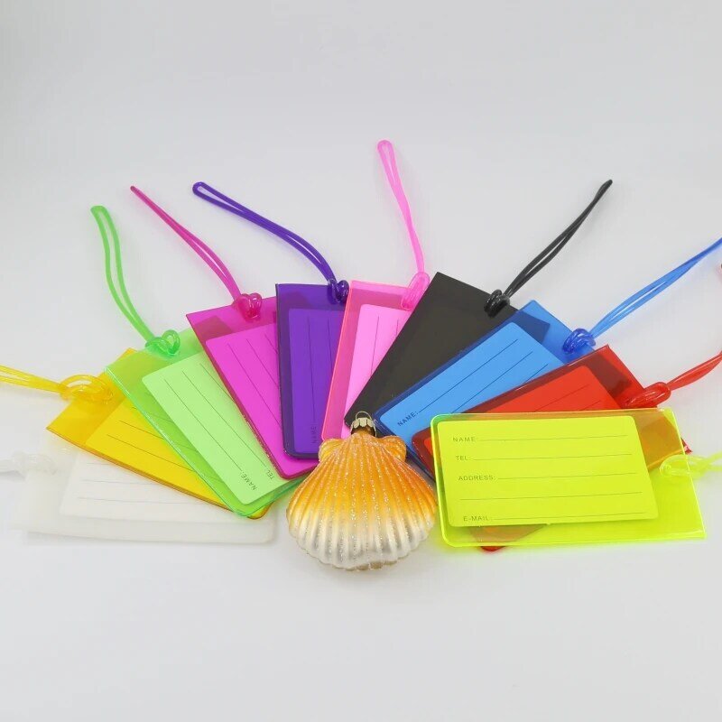 10PCS Soft Pvc Travel Luggage Tag  Airplane Transparent Color Silicone Wholesale Suitcase Label Accessories Bag Name Tag