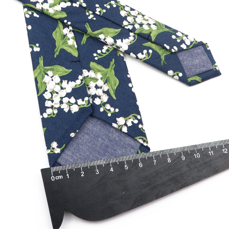 New Chic Floral Tie For Men Women 100% Cotton Beautiful Elegant Flower Necktie White Blue Narrow Skinny Wedding Casual Cravat