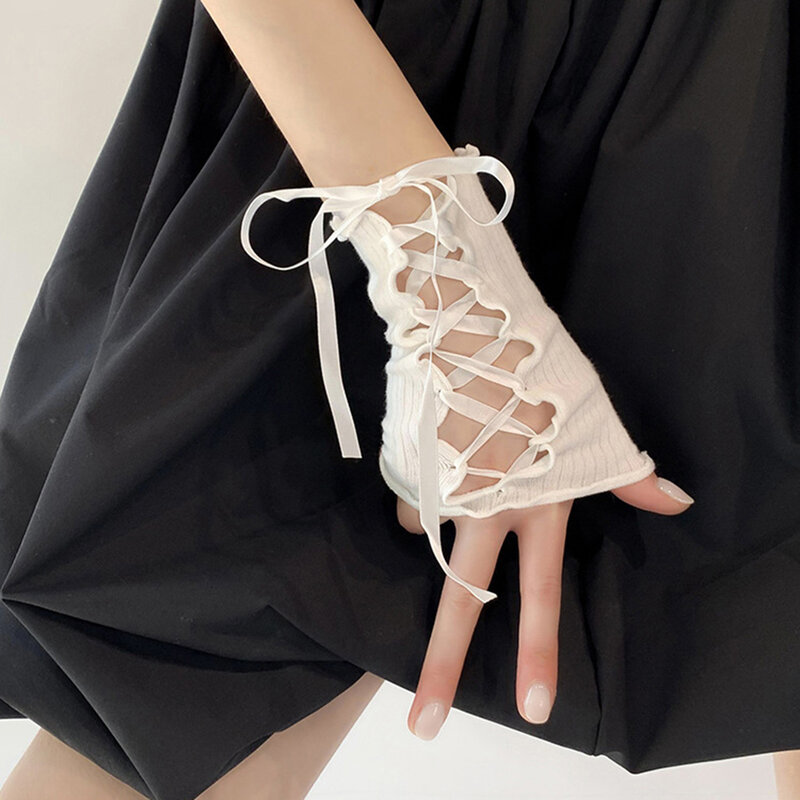 Y2k guanti senza dita fai da te reggette scaldamuscoli manicotti in rete elastica Lolita Jk Gothic Cosplay Sleeve accessori di abbigliamento Hot