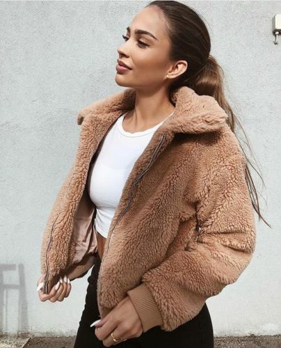 Vrouwen Dikke Warme Teddybeer Pocket Fleece Jacket Coat Zip Up Uitloper Overjas Winter Zachte Bont Jas Vrouwelijke Pluche Jas elegante