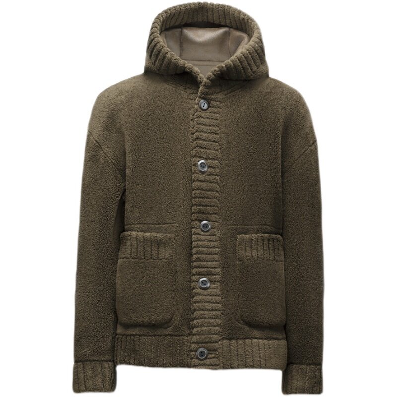 남성 가을 겨울 신상 양면 착용 재킷, 남성 단색 후드 코트 남성 정품 양모 모피 따뜻한 오버 코트 C250, 2022