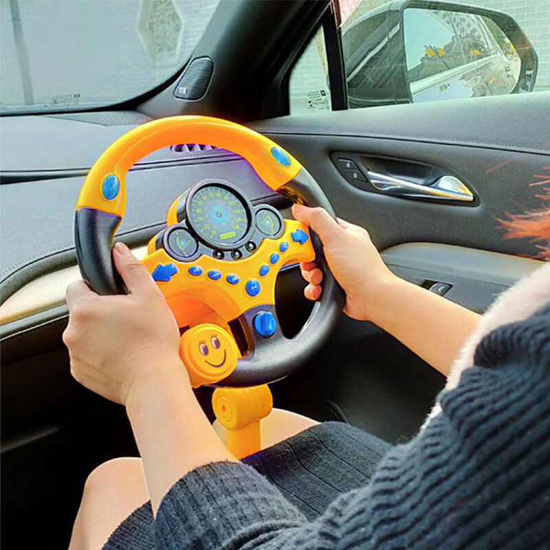 Juguete de volante de simulación eléctrica brillante para niños con sonido ligero, cochecito educativo temprano, juguetes vocales
