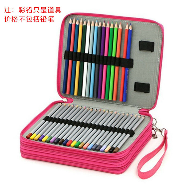 Saco de lápis multifuncional com zíper, 120 slot, grande capacidade, pintura, suporte de caneta, caixa de armazenamento, gadget com bolsa fixa, 1pc