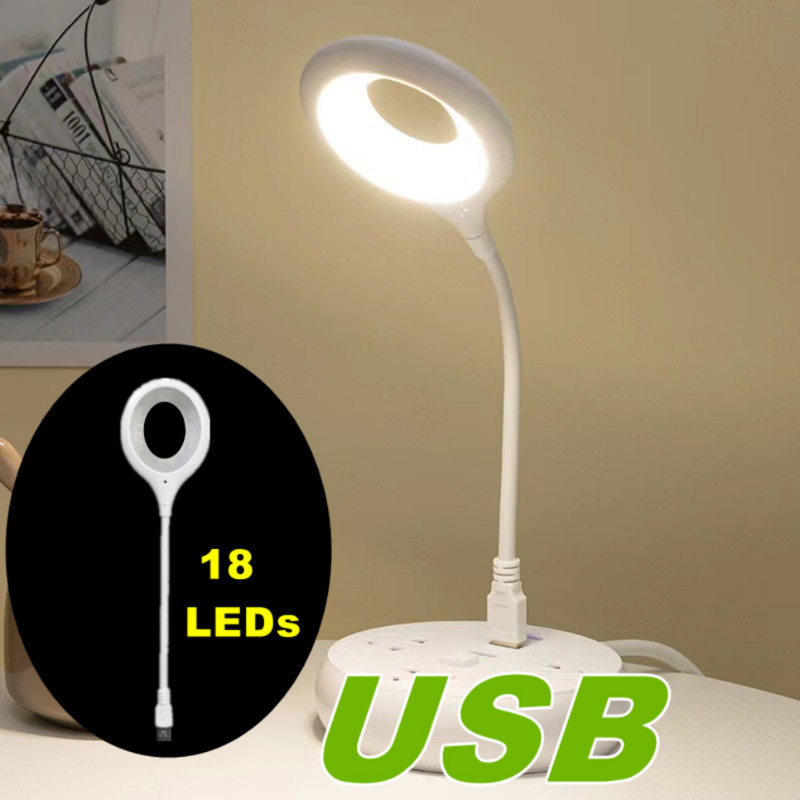Lampu Portabel Steker Langsung USB Lampu Samping Tempat Tidur Asrama 18LED Perlindungan Mata Baca Siswa Tersedia Lampu Malam