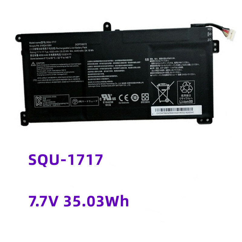 Nieuwe Laptop Batterij SQU-1717 2ICP7/60/72, 916QA108H Batterij SQU-1717 7.7V 4550Mah 35.03Wh