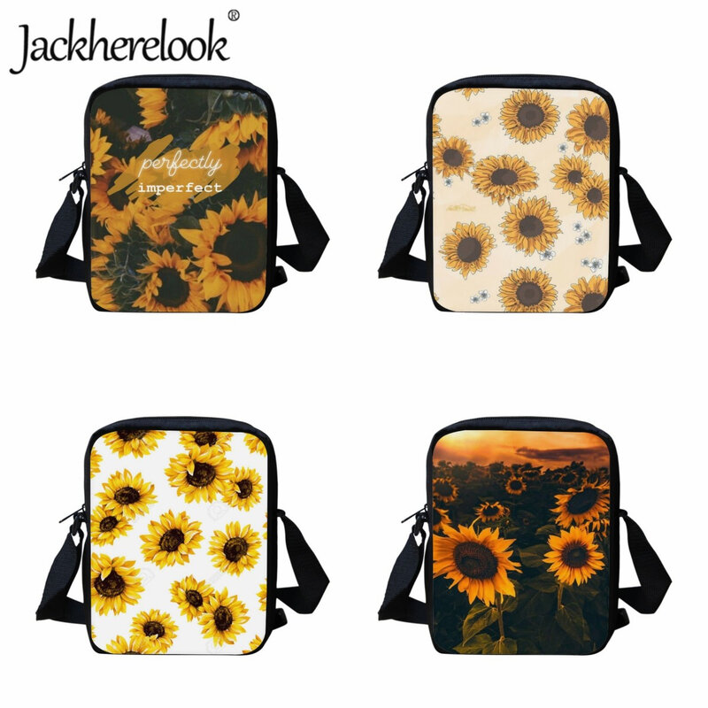 Jackherelook Fashion Crossbody Bags Artistic Sunflower Pattern Shoulder Bag for Kids Teenagers Boys Girls Messenger Bags Gift