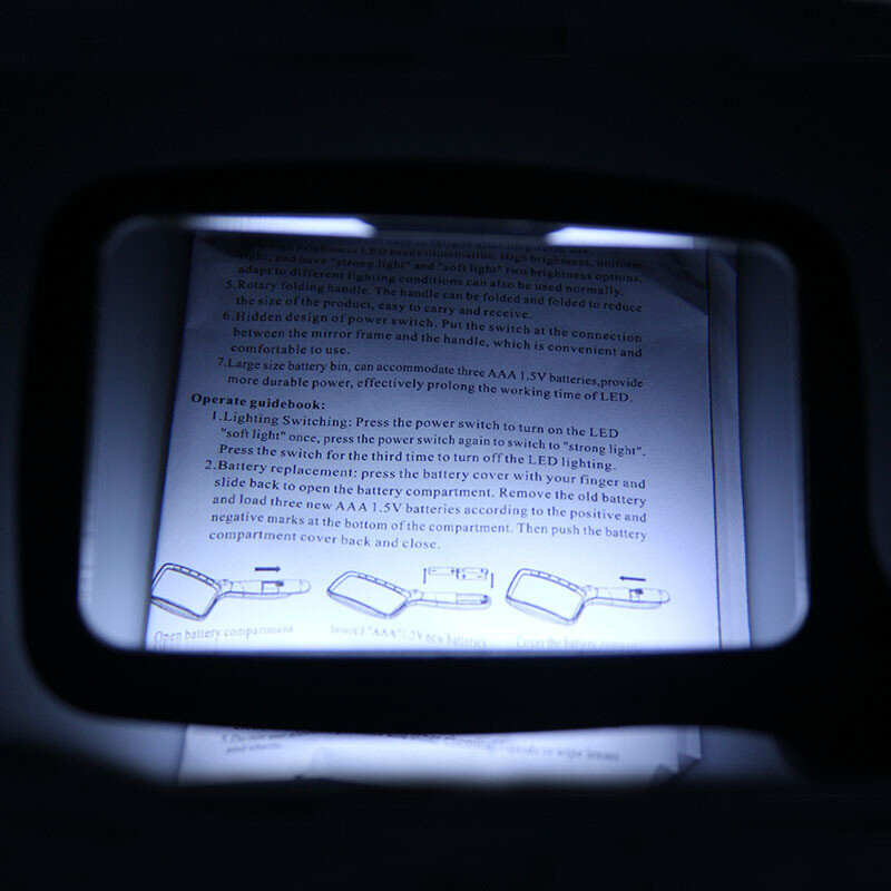 90Pcs 5Led Magnifier Glass Light Handheld Foldable 3X Magnifying Lights Seniors Elderly Reading Repair Newspaper Optical Lens
