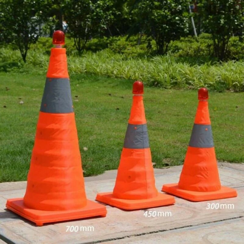 Foldable Traffic Reflective Safety Cone with LED Lights 30cm 45 cm 70cm Height Collapsible Traffic Cones Multi Purpose Road Cone