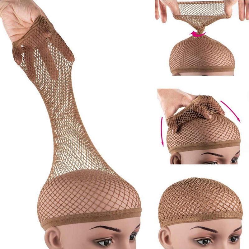 Bonnet de perruque en Nylon de bonne qualité, 1 pièce, filet pour cheveux élastique, maille tissée brune, nouvelle mode pour femmes