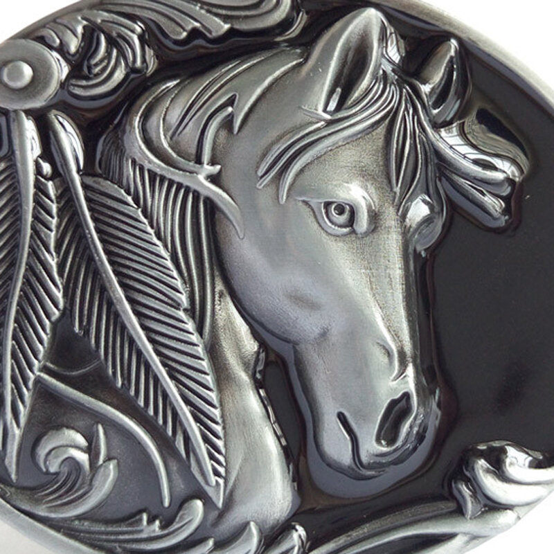 Oval Western Cowboys Zinc-Alloy Belt Buckle Designed for Equestrians Horse Lovers Waistband Buckles