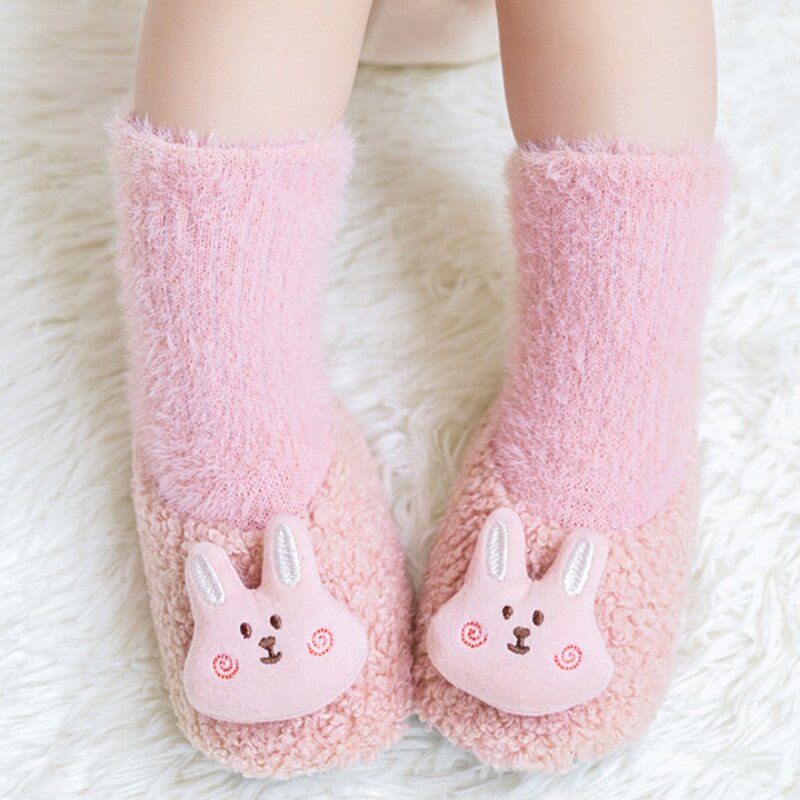 New Baby Floor Shoes Cartoon Middle Socks Anti-Slip Indoor Home Safe Shoes Winter Toddlershoes Children