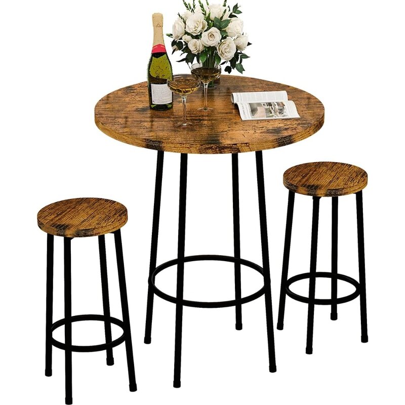 Zestaw do jadalni w pubie, nowoczesny stół pręt okrągły i stołki na 2 blat kuchenny wysokości drewniane Bistro łatwe w montażu