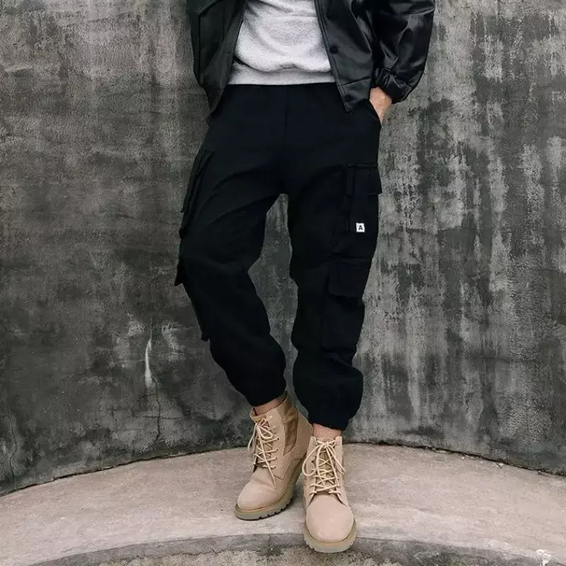 Male Trousers Motorcycle Men's Cargo Pants Biker Autumn Black Stacked Vintage Street Clothing Y2k Large Size Casual Big Cheap