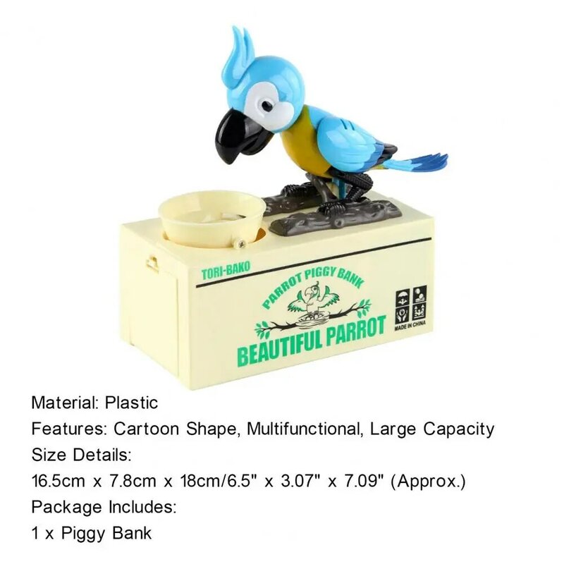 Skarbonka kreskówka śliczny kształt skarbonka ozdoba na biurko elektryczna papuga monety ratujący słoik prezent urodzinowy