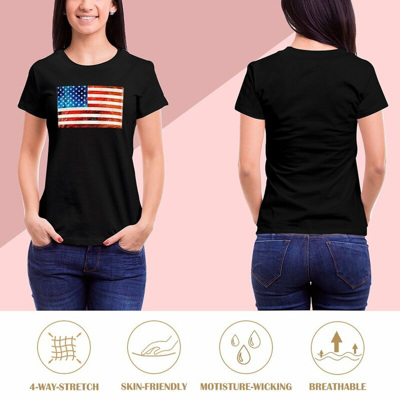 Bendera Amerika Art - Old Glory - By Sharon Cummings T-shirt musim panas baju atasan polos untuk wanita