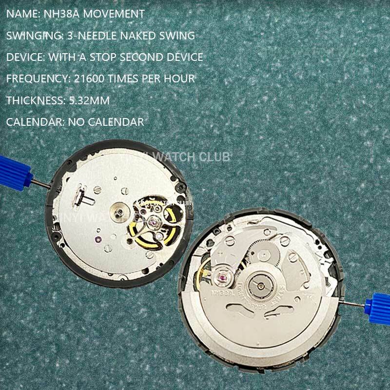 Movimiento mecánico automático NH38 genuino de Japón, reemplazo de reloj Mod de 24 joyas de alta precisión, conjunto de fecha de día blanco NH38A