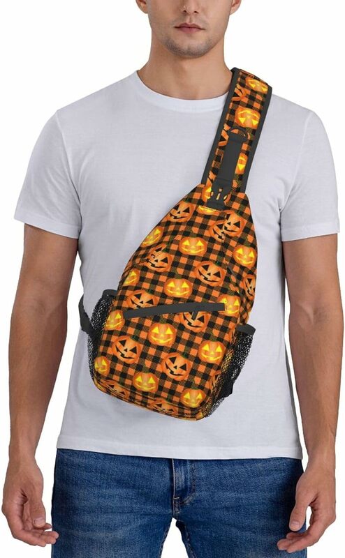 Retro Halloween Cats Sling Bag for Women Men Funny Halloween Crossbody Shoulder Bags Adjustable Casual Daypacks Chest Bag