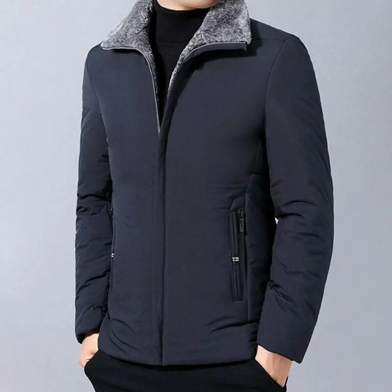 Male Jacket Super Soft Male Coat Temperament Coldproof  Popular Turndown Collar Zipper Coat