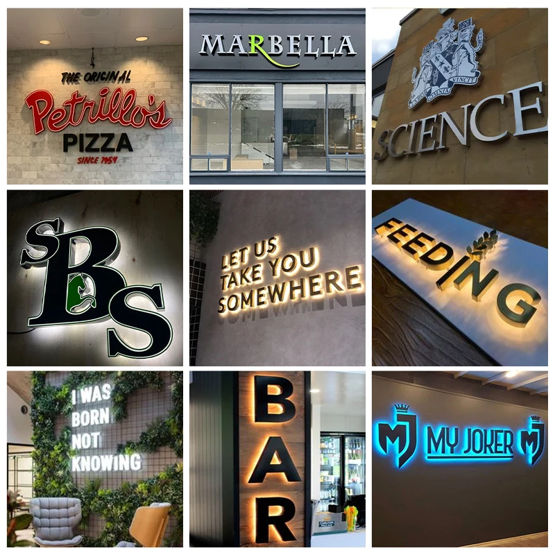 Custom Acrylic Business Logo Neon Lights Metal Letters Business Private Led Sign Beauty Salon Plaques Hair Studio 3D Sign