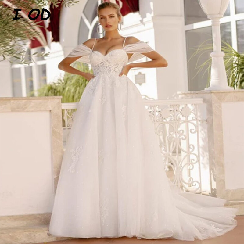 Женское свадебное платье It's yiiya, белое Тюлевое платье до пола на бретельках с V-образным вырезом и аппликацией на лето 2019