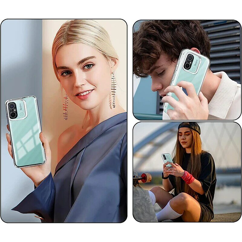 Funda de teléfono de cuerpo completo de 360 ° para Xiaomi Redmi 12C, carcasa de silicona suave, cubierta dura híbrida transparente, Capa ultrafina, Redmi 12 C 2023