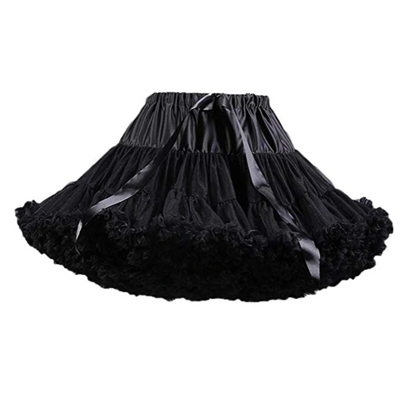 Rok Cosplay Lolita Wanita 4 Warna Rok Tutu Gembung A-Line Rok Tari Balet Tulle Berlapis Rok Dalam Ikatan Simpul Besar