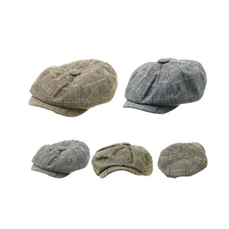Berretto regolabile con linguetta d'anatra nuovo berretto maschile in cotone con griglia colorata cappello con motivo a spina di pesce da uomo