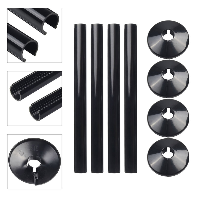 Upgrade Your Radiators with Premium Quality Pipe Covers Sleek Chrome Effect Design, Perfect Fit for 15mm Pipes, Set of 8