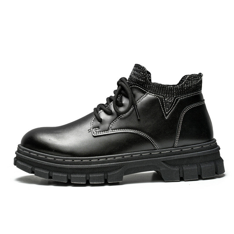 Sepatu pria gaya Inggris, musim gugur bisnis Formal kasual sepatu kulit kecil untuk pria, sepatu Platform, sneaker berjalan kasual
