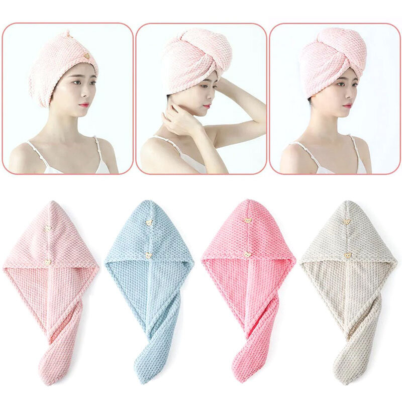 Towel Women Adult Bathroom Absorbent Quick-Drying Bath Shower Curly Hair Cap Microfiber Wisp Dry Head Hair Towel Hair Drying Hat