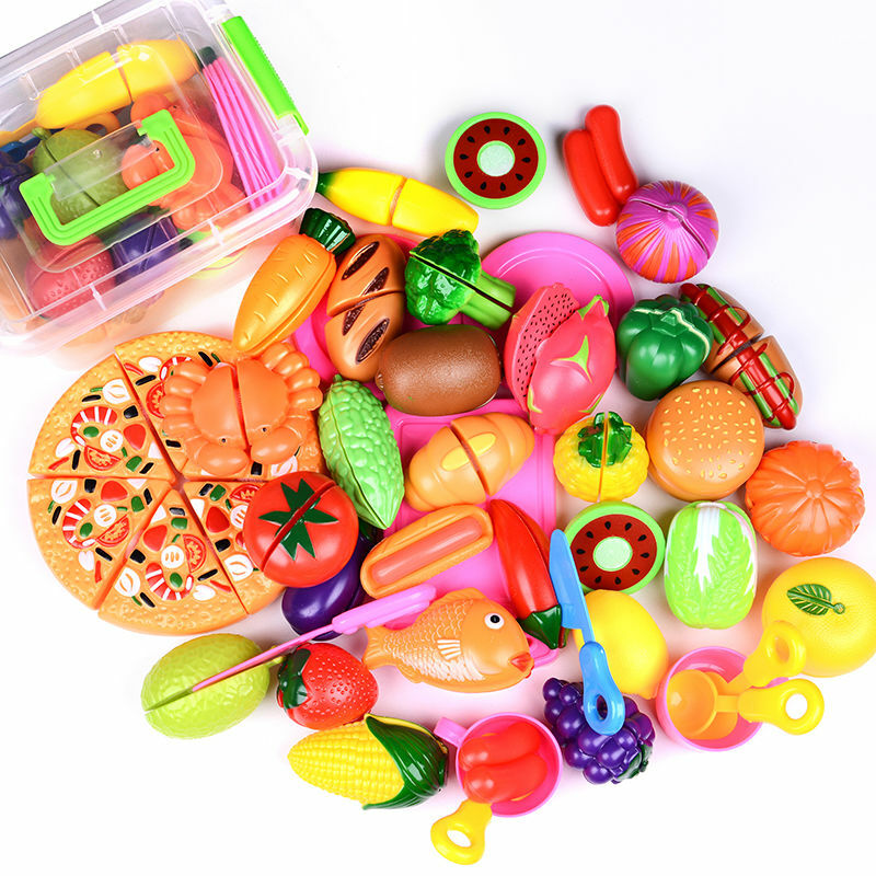 Juguetes Educativos de aprendizaje Montessori para niños, juguetes de cocina de plástico para cortar alimentos, frutas y verduras, juego de simulación