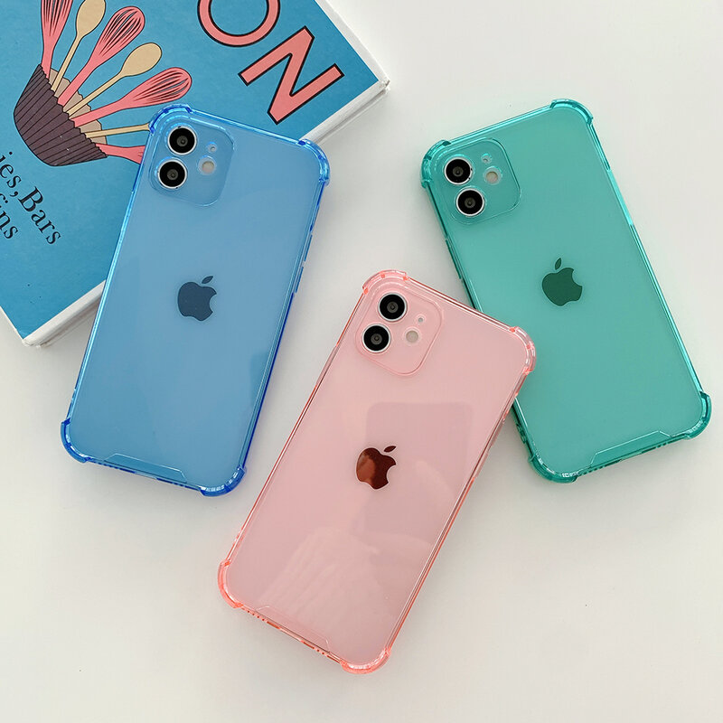 Luxury Clear Silicone Soft Case For iPhone 14 13 12 Mini 11 Pro XS Max X XR SE 2022 7 8 Plus Candy Color Transparent Back Cover