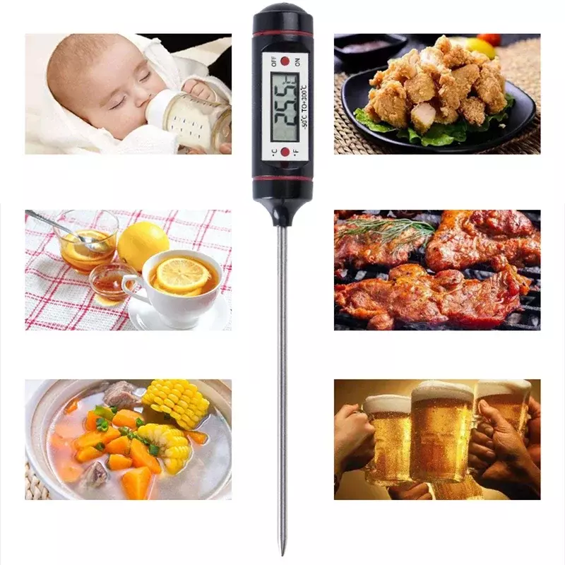 Termometer masak anti karat portabel, termometer Stainless Steel portabel, pengukur suhu memasak, pasta makanan cair, kategori bir teh suhu susu BBQ
