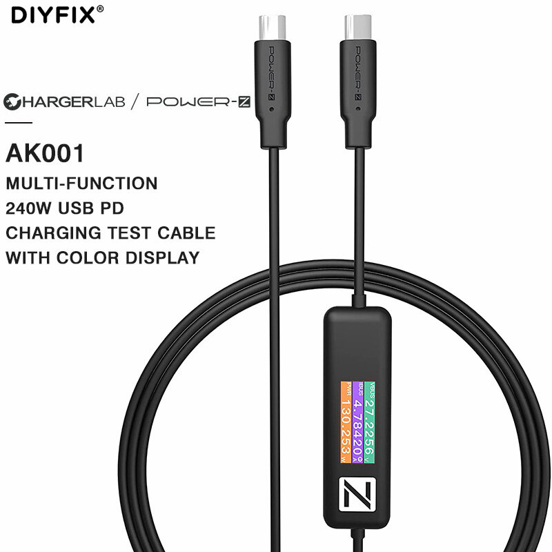 Chargeur POWER-Z AK001 câble de Test de charge PD USB 240W, 1.5M/5FT, ligne de données de détection