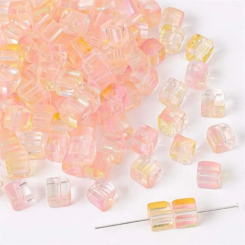 설탕 큐브가 있는 유리 DIY 비즈, 투명 팔찌 만들기, 보석 액세서리, 팔각형 디자인, 설탕 큐브, 7mm