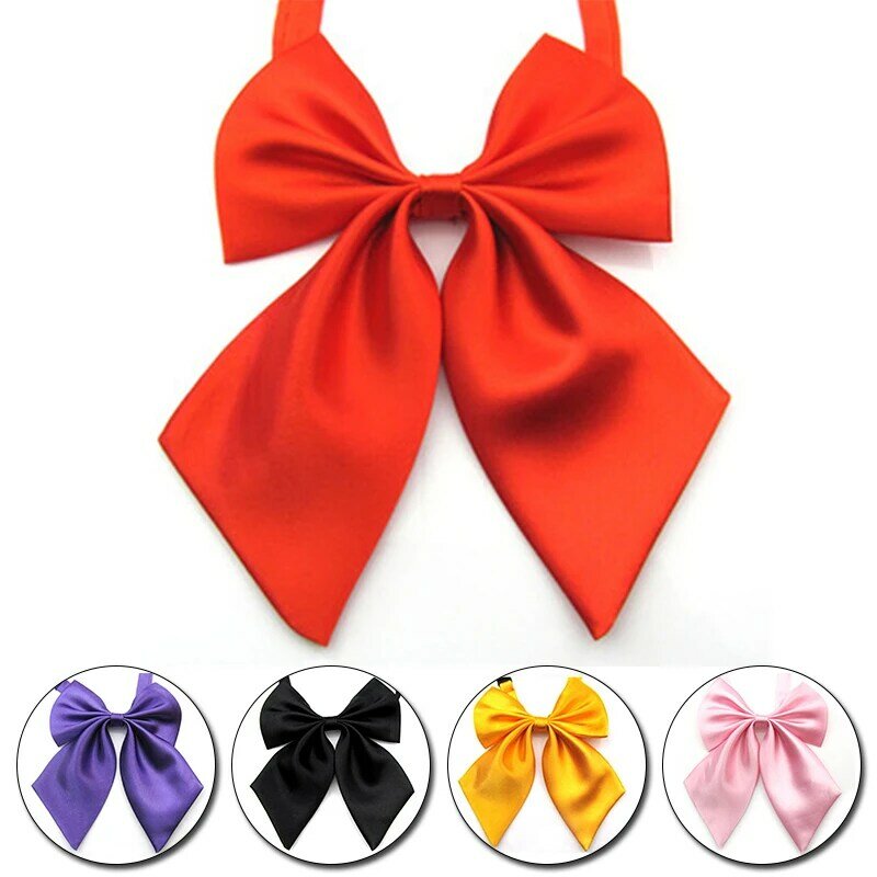 Classic Bowtie Tie For Women Girls Solid Color Adjustable Bow Tie Girl Student Hotel Clerk Waitress Neck Wear Bow Ties