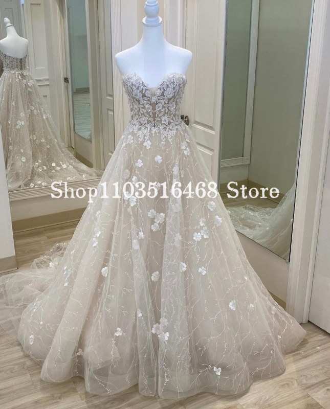 Elegant Wedding Dresses 2024 Sheath Corset Waist Champagne Appliqué A-line Formal Wedding Bridal Gowns Vestido De Novia